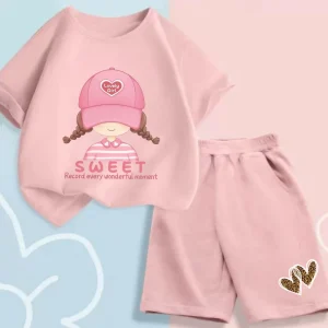 Summer Baby Clothes Set Kid Girls Cartoon Printed Short Sleeve T-Shirts Top And Shorts Bottom 2 Pieces Suit Children Tracksuits