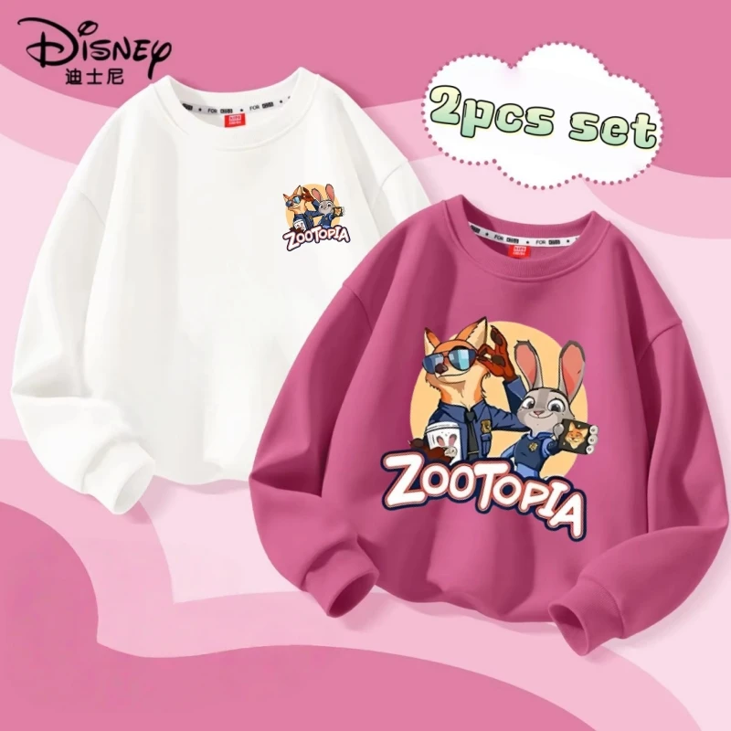 2pcs/pack Spring Kid Boy Clothes Children Girls Disney Zootopia 2 Judy Hopps Nick Wilde Sweatshirt Top Baby Cartoon Pullover - Image 3