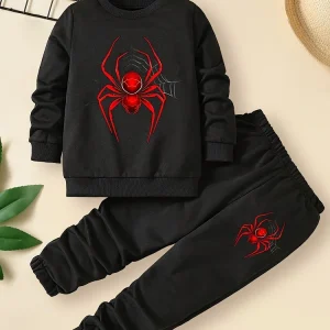 Autumn Children Boy Clothes Set Kid Girls Spider Printed Sweatshirts Pullover Top And Pants 2 Piece Suit Long Sleeve Tracksuits