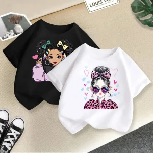 2 PiecesSet Summer Baby Girls Clothes Kid Fashion Cartoon Printed T-shirts Children Fashion Soft Crew Neck Short Sleeve Top