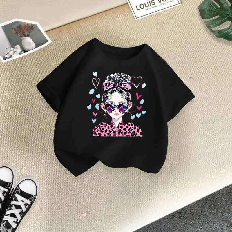 2 PiecesSet Summer Baby Girls Clothes Kid Fashion Cartoon Printed T-shirts Children Fashion Soft Crew Neck Short Sleeve Top - Image 4