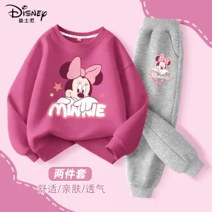 Autumn Baby Girls Disney Minnie Printed Clothes Set Kid Girl Sweatshirts Pullover Top and Pants 2pcs Suit Children Tracksuits