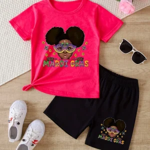 Summer Baby Girl Clothes Set Kid Cartoon Girls Printed T-shirts and Shorts 2pcs Suit Children Short Sleeve Top Bottom Outfits