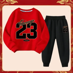 Spring Baby Girls Clothes Set Kid Boys '23' Printed Sweatshirts Pullover Top And Pants 2 Pieces Suit Children Sweet Tracksuits