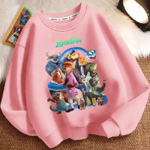 Spring Kid Boy Clothes Children Girls Disney Zootopia 2 Judy Hopps Nick Wilde Print Sweatshirt Top Baby Cartoon Pullover