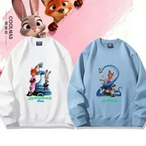 Spring Kid Boy Clothes Children Girls Disney Zootopia 2 Judy Hopps Nick Wilde Print Sweatshirt Top Baby Cartoon Pullover