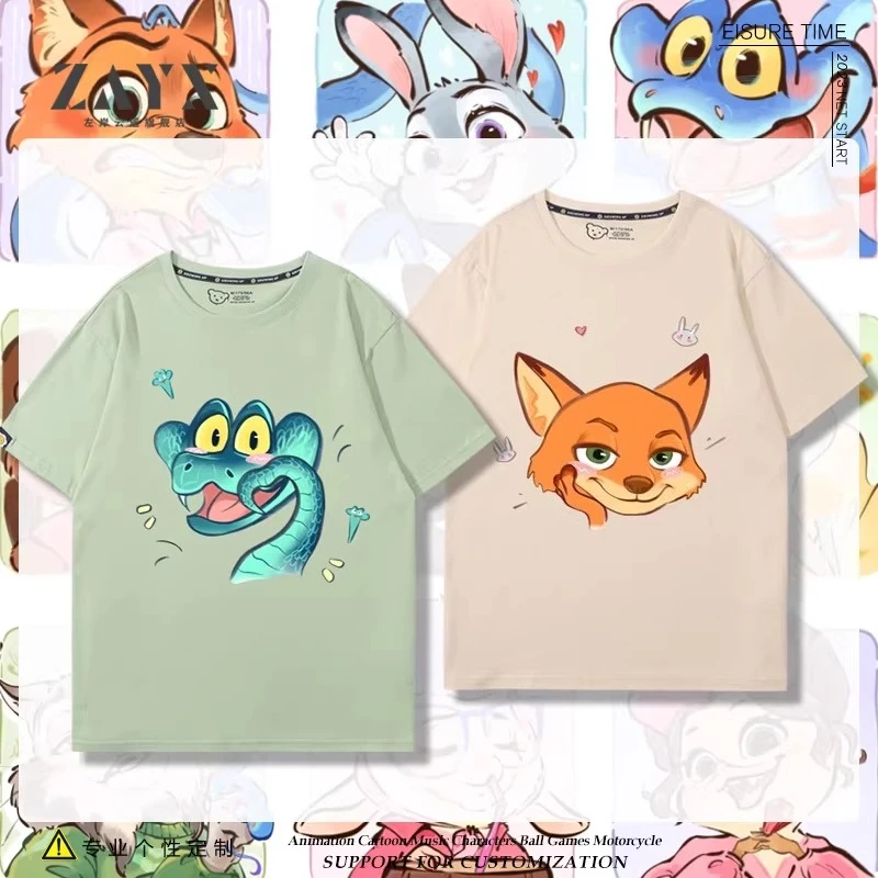 2-8Y Zootopia 2 Judy & Nick Cartoon T-shirt Breathable Soft Summer Short Sleeve for Children Boys Girls Baby Kid Clothes Top