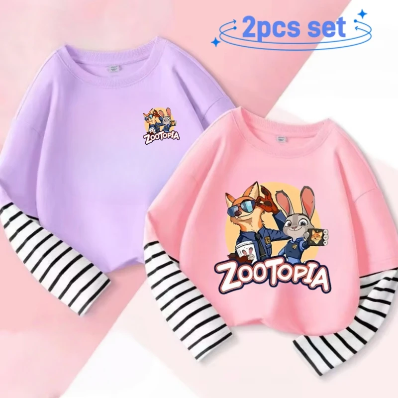 2pcs/pack Spring Kid Boy Clothes Children Girls Disney Zootopia 2 Judy Hopps Nick Wilde Sweatshirt Top Baby Cartoon Pullover - Image 4