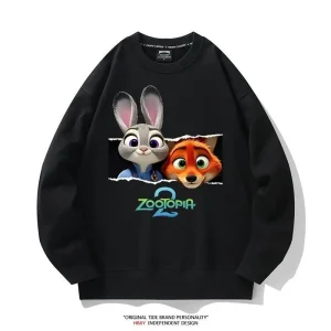 Spring Kid Boy Clothes Children Girls Disney Zootopia 2 Judy Hopps Nick Wilde Print Sweatshirt Top Baby Cartoon Pullover