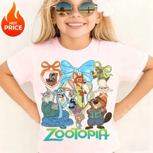 "Crazy Town 2" Nick Judy Disney Boys and Girls New Summer T-Shirt Casual Children's Pure Cotton Short-Sleeved Shirt