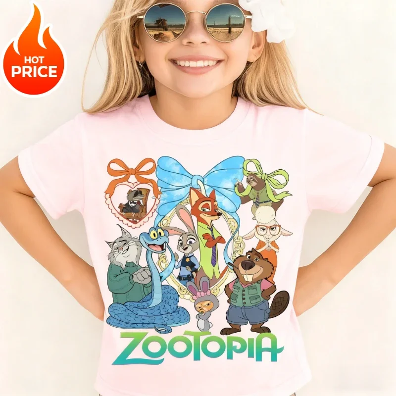"Crazy Town 2" Nick Judy Disney Boys and Girls New Summer T-Shirt Casual Children's Pure Cotton Short-Sleeved Shirt