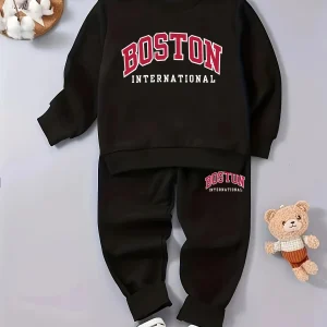 Spring Baby Girls Clothes Set Kid Boy Letter Printed Sweatshirts Pullover Top and Pants 2 Pieces Suit Children Tracksuits
