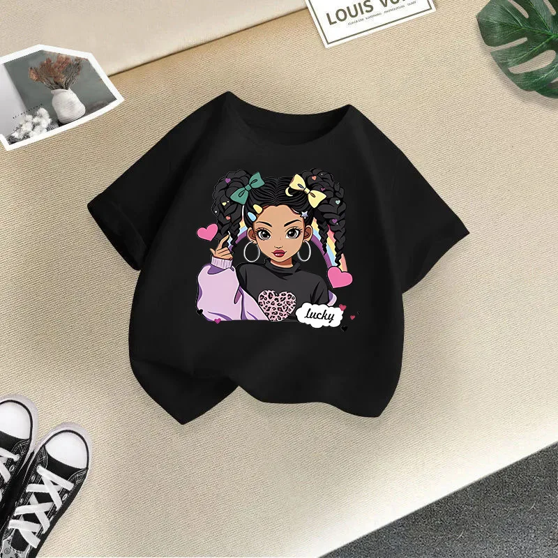 2 PiecesSet Summer Baby Girls Clothes Kid Fashion Cartoon Printed T-shirts Children Fashion Soft Crew Neck Short Sleeve Top - Image 3