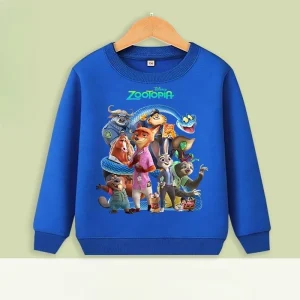 Spring Zootopia 2 Nick Judy Children Sweatshirt Cartoon Print Kids Clothes For Boys Girls Soft Casual Daily Wear Pullover Top