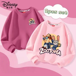 2pcs/pack Spring Kid Boy Clothes Children Girls Disney Zootopia 2 Judy Hopps Nick Wilde Sweatshirt Top Baby Cartoon Pullover